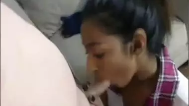 Hot Indian teen college beauty gives the consummate blowjob