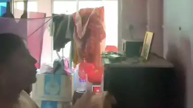 Milk tanker mom removing nighty in living room