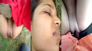 Shaved Dehati pussy fucking outdoors by her lover
